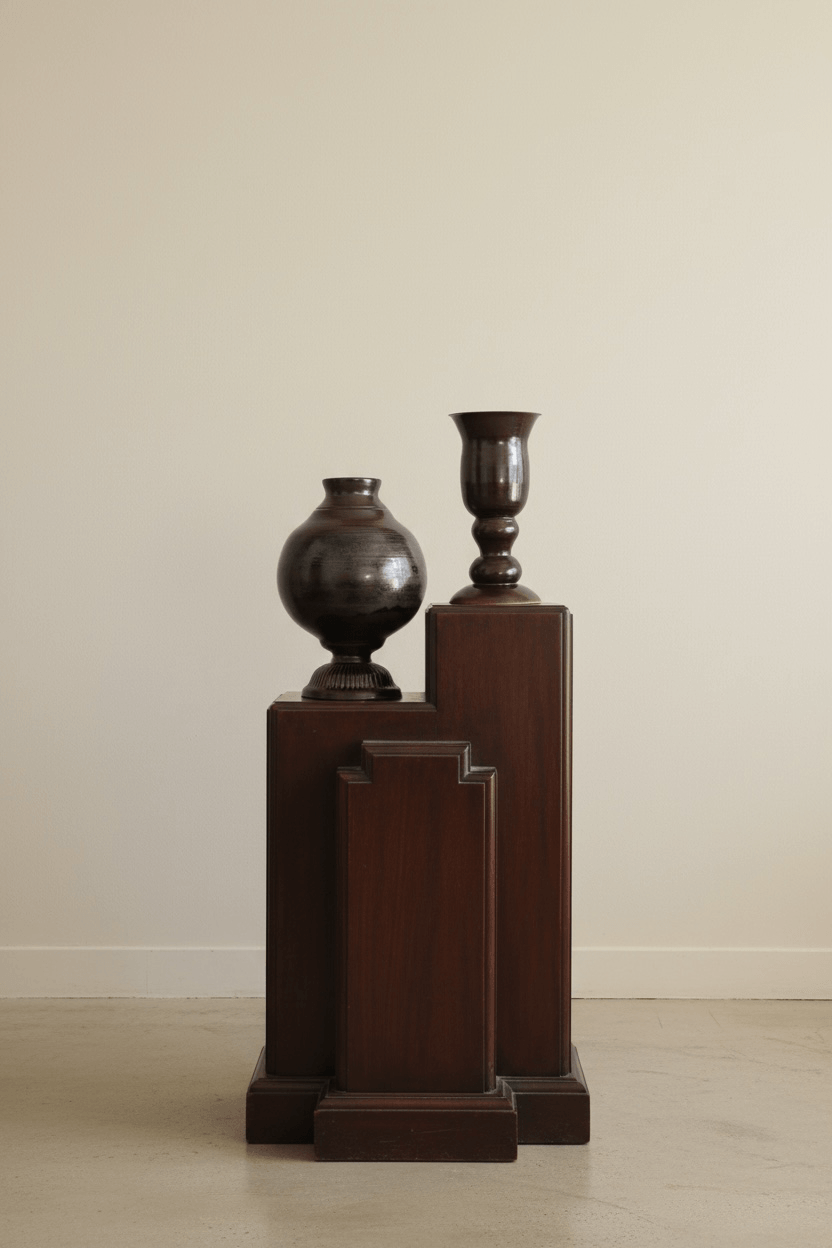 L’Urne Brune and Le Balustre Brun sculptural ceramic vessels