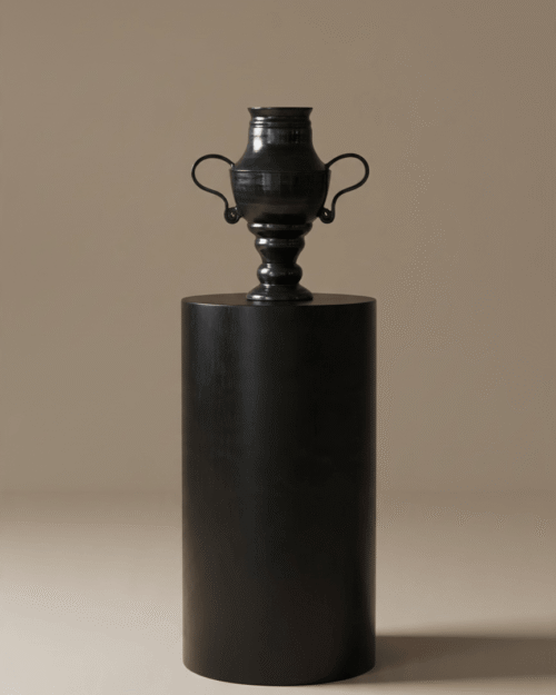 La Médicis handmade black ceramic vase with curved handles